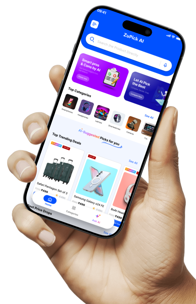 Hand holding iPhone with ZuPick App